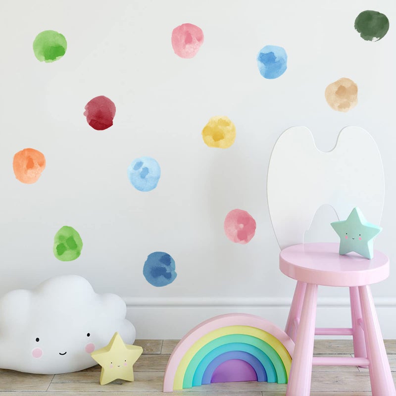 ROFARSO 120 Decals 2.2'' Blackish Green Watercolor Polka Dots Wall Decals Stickers DIY Removable Peel & Stick Wall Art Decorations Home Decor for Nursery Bedroom Living Room Playing Room - Image 4